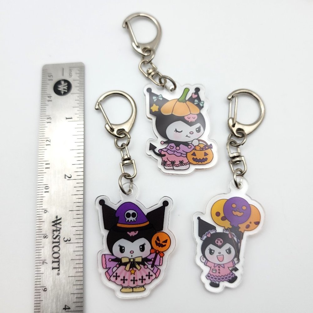Sanrio Kuromi Funny Cute Halloween Double Sided Acrylic Keychain Lot of 3